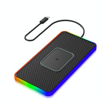 15w 2-in-1 Car Wireless Charger with Non-slip Mat and Colourful Light - 0.3m Usb Cable - Usb Cable 1M