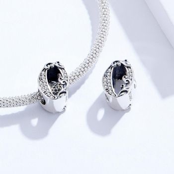 925 Sterling Silver Relief Number Series 0 9 Beads For Diy Bracelets And Necklaces Style - 0