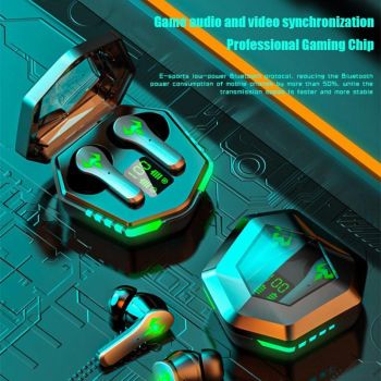 Low Latency Wireless Bluetooth Game Earphones with Colourful Lights - Digital Display