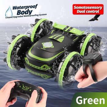 Amphibious Vehicle with Dual 2.4g Remotes - Green / Blue