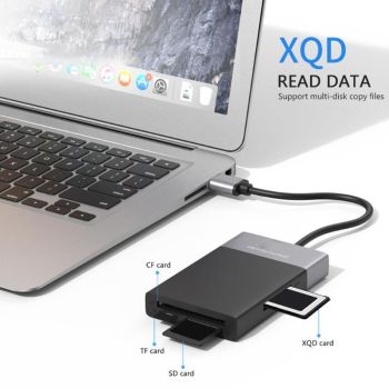 6-In-1 Usb3.0 Hub Adapter 2X Usb3.0 + Cf / Tf / Sd / Xqd Cards