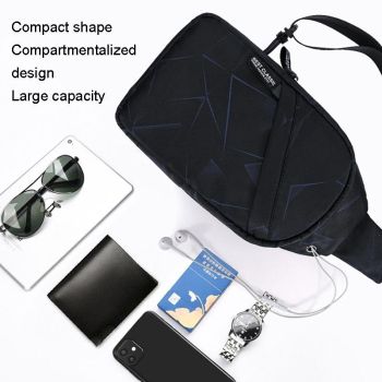 Men Oxford Cloth Chest Bag Line Black Sporty Messenger Bag