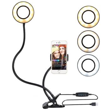 360 Degree Flexible Selfie Ring Light with Phone Holder for Live Streaming - 6 Inch