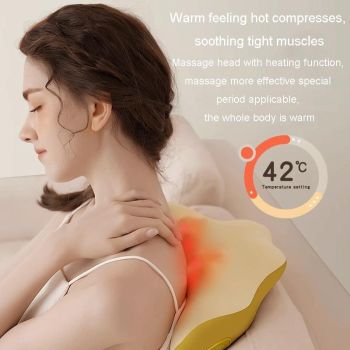 Multi-Function Lumbar Massager Hot Waist Massage Pillow Gray - Charging Model Yellow