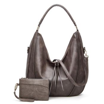Large Capacity Pu Leather Tote Bag Black - Black