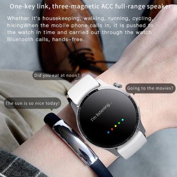 1.35 Inch Smart Watch Bluetooth Calls Health Monitoring 150+ Sports Black - Silver Gray Silicone