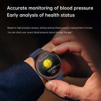 Smart Round Screen Watch With Bt Call And Health Tracking - Leather - Leather Brown
