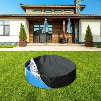 Round Foldable Pool Cover - Dustproof & Sunscreen - 122x30cm - Black / Silver