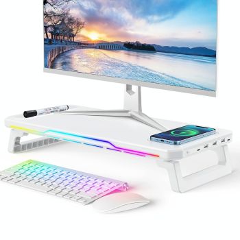 Usb Monitor Stand Riser with Type-c Ports - Wireless Charging  Black