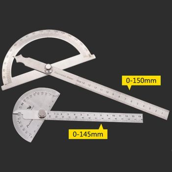 Stainless Steel Protractor with 0-145mm Arm and 0-180 Degree Angle Measurement