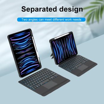Bluetooth Keyboard Leather Case For Ipad Air / Pro 11 - Touch Backlight Split Type