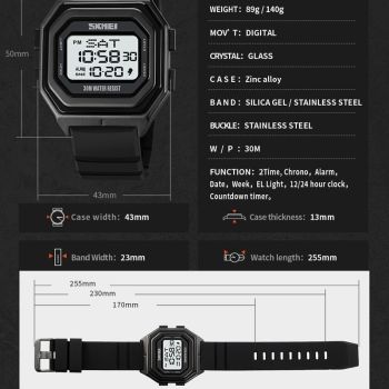 Multi-functional Outdoor Men Watch with Electronic Timing and Steel Band