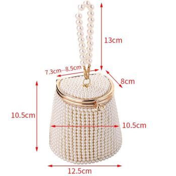 White & Beige Pearl Mini Tote Bag