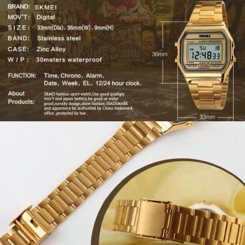 Waterproof Steel Band Men Electronic Watch - Coffee Gold