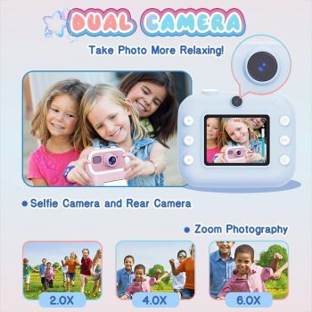 Blue Children'S Thermal Camera With Dual-Camera 1080P Hd 2400W Pixel 2.4-Inch Display - Purple