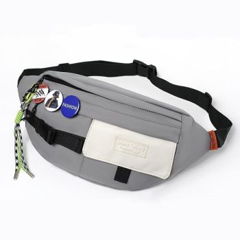 Chest Shoulder Messenger Bag Badge - Grey + Badge