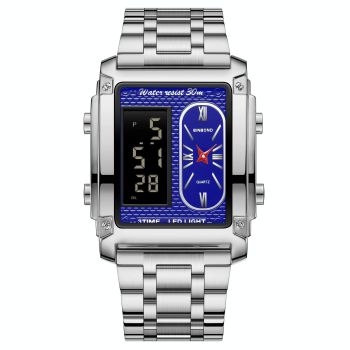 Waterproof Men Led Quartz Watch - Multifunctional Luminous - Metal-Black