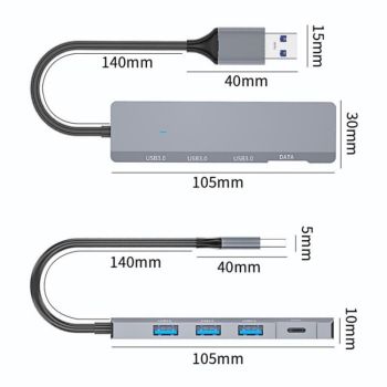 Aluminum Usb 3.0 + Type-C Hub Adapter