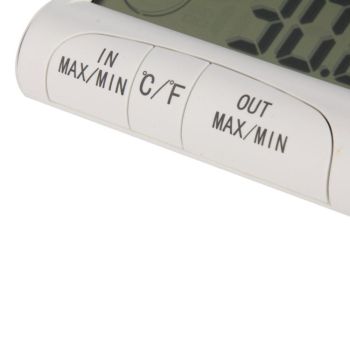 Digital Thermometer Hygrometer with External Sensor - White