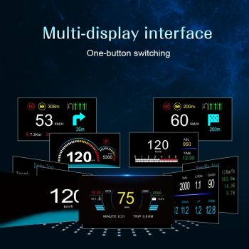Car Hud Display Compass Speed Temp Voltage Alarm Navigation Obd2 + Gps