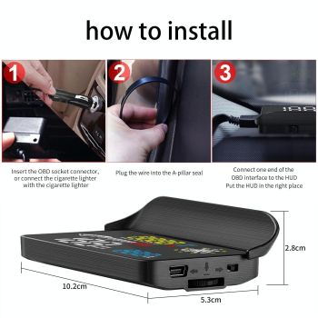 Car Obd2 Hud Head Up Display Gps Speed Meter With Speed Voltage And Water Temp Speed Alarm