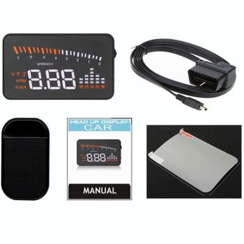 3 Inch Hud For Cars Obdii / Eobd System Light Sensors Rotation Speed Voltage Water Temp Alarm Black