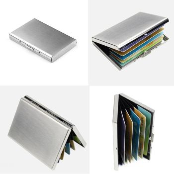 Ultra Thin Stainless Steel Travel Card Holder Wiredraw Gold