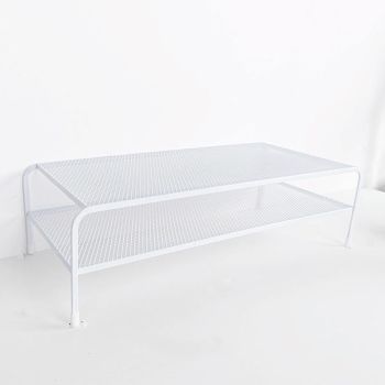 Desk Organizer Bracket for Elevated Computer Monitor - Wrought Iron - Double Layer Split