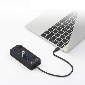 4-Port Usb 3.0 Hub With Switch For Pc / Laptop