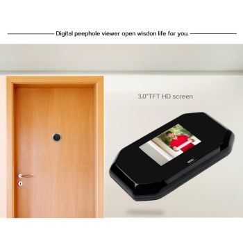3 Screen 1.0Mp Security Camera With Door Peephole & Tf Card Support - Black