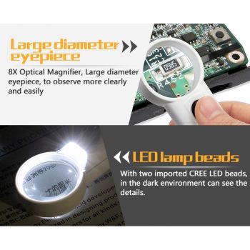 Portable 8x Optical Magnifier with Led Light - Z19