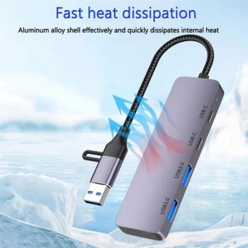 Usb 3.0 + Type-C 4-Port Hub Docking Station