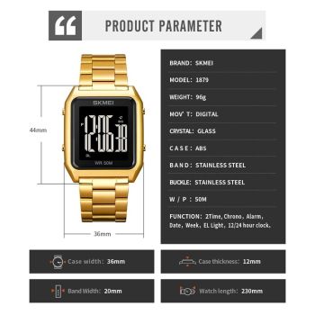 Large Screen Men Multi-function Watch with Steel Belt and Luminous Display