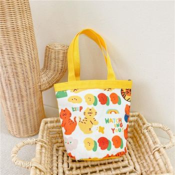 Cartoon Graffiti Bento Bag - Cute Canvas Handbag - Model 1 Yellow