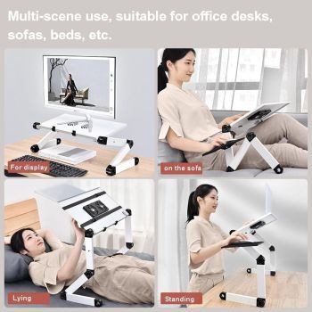 Portable Folding Laptop Desk with Adjustable Height and Storage