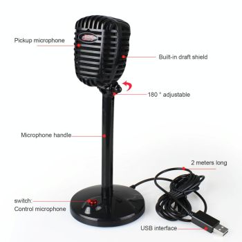 2.2M Usb Voice Chat Microphone - 360 Degree Rotatable For Video Conferencing