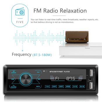 12V Car Radio Receiver Mp3 Player - Bluetooth Fm Usb Sd Card - Hands-Free Calling