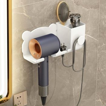 Wall Mounted Holder For Dyson Hair Dryer Bathroom Storage Rack Simple Black - Upgrade Gray