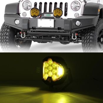 7 Inch Dc12V - 30V 8000Lm 6500K 90W Car Led Light On Three Sides Headlight For Jeep Wrangler Gold Light