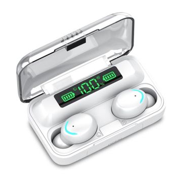 Bluetooth Earphone with Noise Reduction & Led Display - Black - Ip6D1057 Led Light Black