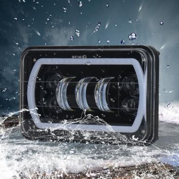 5 Inch 30W Dc 10 - 30V 7200Lm Ip67 Car Led Turn Signal / Headlight With Angel Eyes