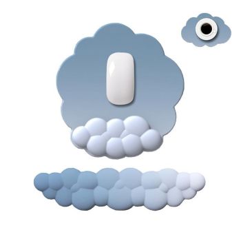 3 Piece Cloudy Gradient Memory Foam Wrist & Mouse Pad Set Blue+Gray - Model 13