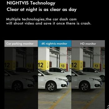 4k Dual Record Driving Recorder with Wifi and Night Vision