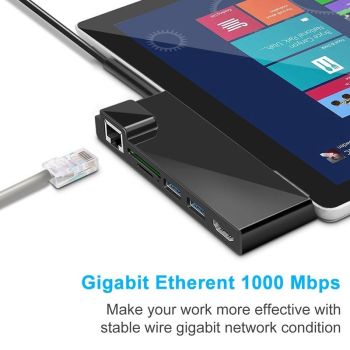 6-In-1 Rj45 / Usb 3.0 / Hdmi / Sd / Tf Hub For Surface Pro 4