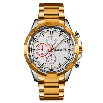 Men Stainless Steel Quartz Watch with Luminous Calendar and Timing - Blue