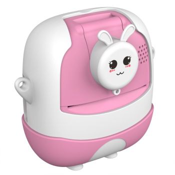 720P Hd Reversible Mini Digital Camera For Children - Cartoon Print - Pink