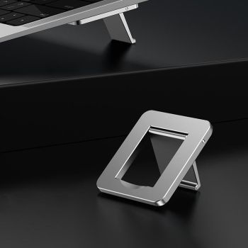 Desktop Folding Notebook Stand with Invisible Height Increase and Storage - Gray