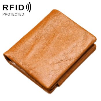 Men Rfid Leather Tri-fold Wallet - Genuine Leather - Black
