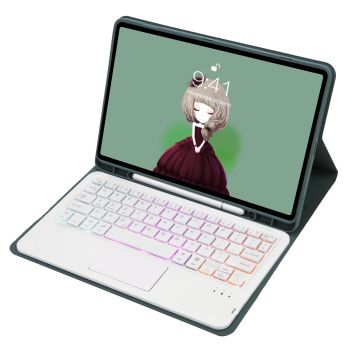 Bluetooth Keyboard Leather Case For Ipad 9.7 2018 & 2017 / Pro 9.7 / Air 2 With Touch Pad & Backlight - Sky Blue