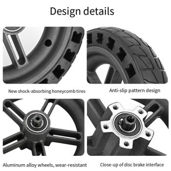 Shock-absorbing Honeycomb Tire for Xiaomi M365 Electric Scooter with 8.5 Rear Wheel - Black Hub